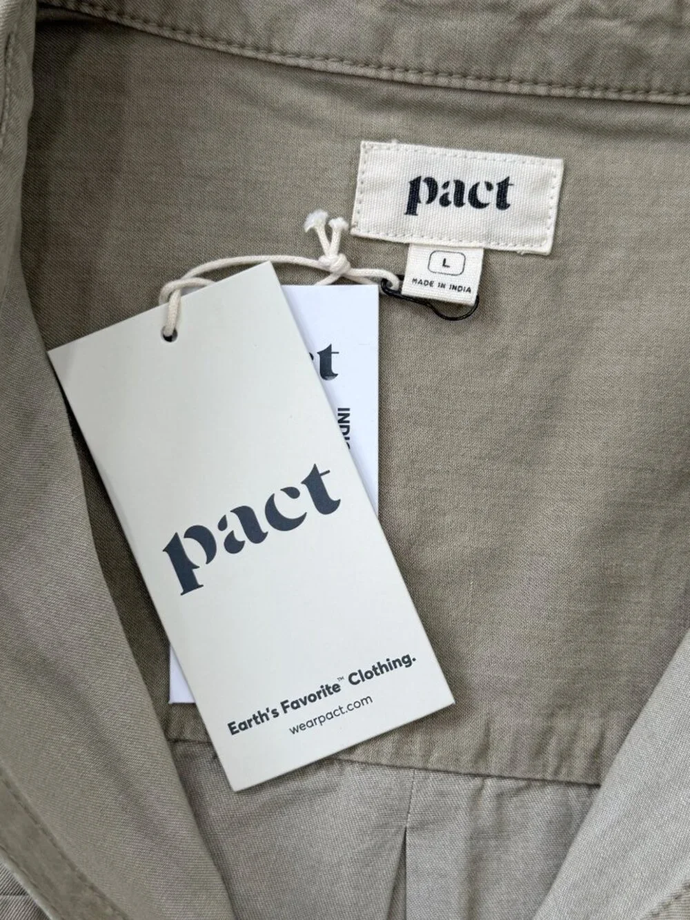 Pact Womens Size L Sleeveless Romper Button-Up Organic Cotton In Khaki NEW - Picture 3 of 8